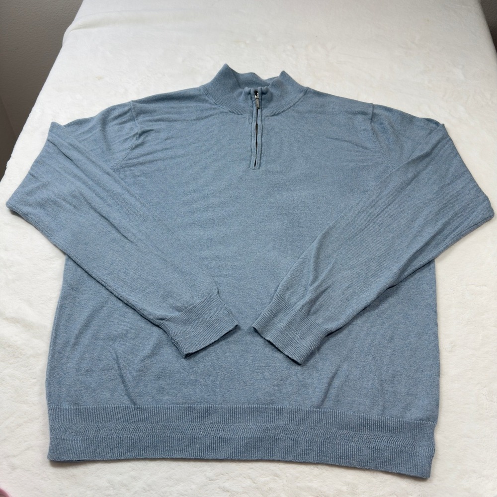 Banana Republic Quarter Zip Sweater Mens XL Blue Good Cotton Cashmere WB438418MN